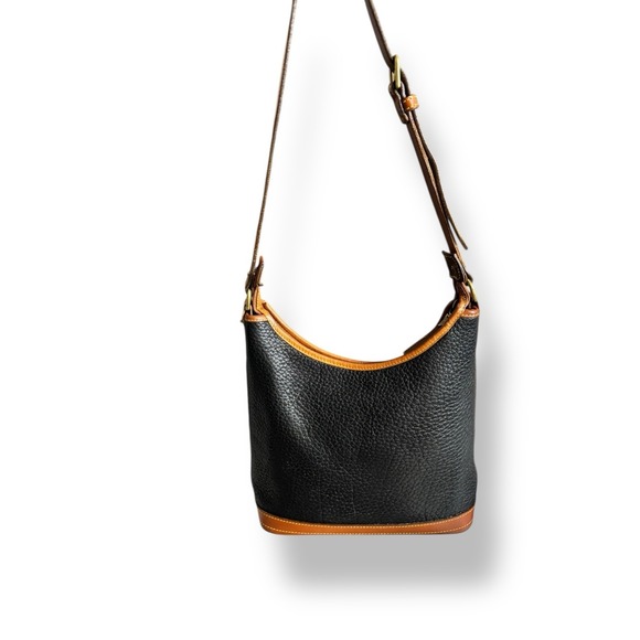 VTG DOONEY & BOURKE AWL Hobo Black Brown Pebbled Leather Shoulder Bag Purse USA - Picture 3 of 12